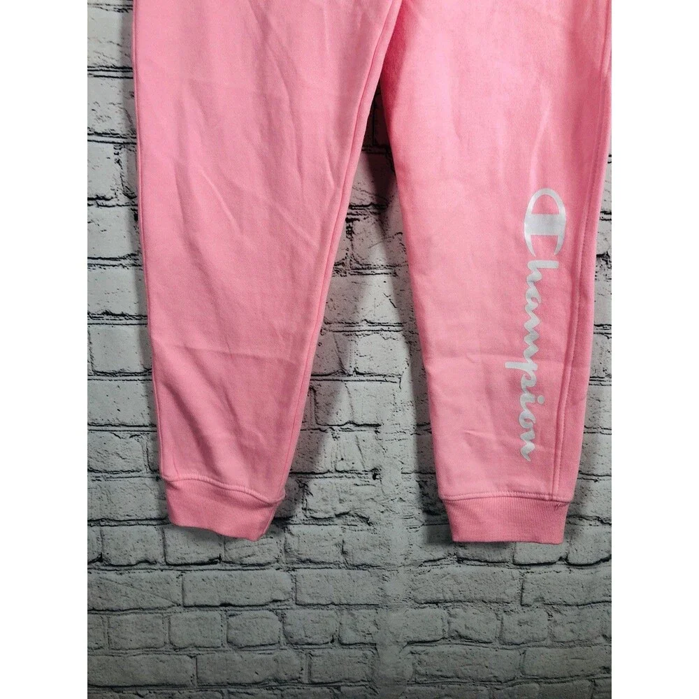 Champion Girls Sweatpants Joggers Logo Drawstring Pink Size Large